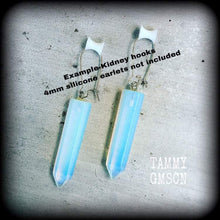 Load image into Gallery viewer, 8 gauge, 6 gauge, 4 gauge, 2 gauge ear weights, Opalite ear hangers, Gemstone weights, Hanging gauges, Earrings for gauged ears, Tunnels 0g