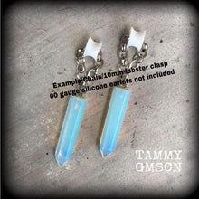 Load image into Gallery viewer, 8 gauge, 6 gauge, 4 gauge, 2 gauge ear weights, Opalite ear hangers, Gemstone weights, Hanging gauges, Earrings for gauged ears, Tunnels 0g