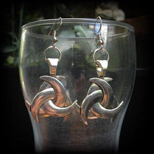 Load image into Gallery viewer, Triple horn earrings Odins horn earrings Norse earrings Asatru earrings Earrings for pierced ears Plug earrings Tunnel earrings Thor Runes