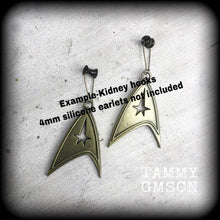 Load image into Gallery viewer, Star Trek earrings Science Fiction earrings Star Fleet earrings Trekker earrings Star Trek Insignia Plug earrings For pierced ears Gauges