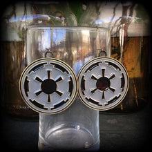 Load image into Gallery viewer, Star Wars earrings Science Fiction earrings Imperial Empire earrings Nerd earrings Gamer earrings For pierced ears Gauges Tunnel earrings