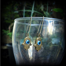 Load image into Gallery viewer, Hamsa earrings, Hand of Fatima earrings,  Evil eye earrings, Hand of Miriam, Hamsa hand, For pierced ears, Plug earrings, Tunnel earrings