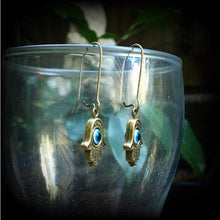 Load image into Gallery viewer, Hamsa earrings, Hand of Fatima earrings,  Evil eye earrings, Hand of Miriam, Hamsa hand, For pierced ears, Plug earrings, Tunnel earrings