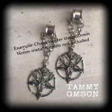 Load image into Gallery viewer, 2 gauge ear weights 6mm gauged earrings Baphomet Pentagram ear 0 gauge hangers Gauged earrings Plug dangles Tunnel dangles Hanging gauges