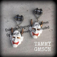 Load image into Gallery viewer, Hannya Mask earrings, Japanese earrings, Demon earrings, Mythology, Oni Mask earrings, Kabuki earrings, Dangle earrings, Plug earrings