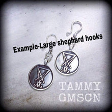 Load image into Gallery viewer, Sigil earrings, Sigil jewelry, Talisman, Sigil of Lucifer, Church of Satan, Occult jewelry, Esoteric earrings, Plug earrings Tunnel earrings