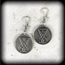 Load image into Gallery viewer, Sigil earrings, Sigil jewelry, Talisman, Sigil of Lucifer, Church of Satan, Occult jewelry, Esoteric earrings, Plug earrings Tunnel earrings