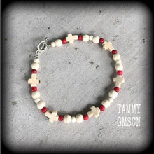 Load image into Gallery viewer, Halloween bracelet Los Muertos bracelet Voodoo bracelet Inverted cross bracelet Marie Laveau bracelet Loa jewelry Santeria Haitian bracelet