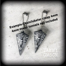 Load image into Gallery viewer, Star Wars ear weights, Imperial Star Destroyer, Ear weights, Tunnel dangles, Sci Fi ear hangers, Gauged earrings Plug dangles 0g 00g 6g 4g