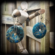 Load image into Gallery viewer, 4mm weights, 6 gauge ear weights, Sea sediment jasper, Stone ear hangers, Tunnel dangles, Hanging gauges, Plug dangles, Gauged earrings 00g