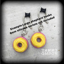 Load image into Gallery viewer, Free shipping Junk food earrings Donut earrings Kitsch earrings Candy earrings Cake earrings Plug earrings Tunnel earrings Tunnel dangles