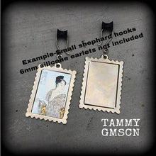 Load image into Gallery viewer, Geisha earrings, Japanese earrings, Kawaii earrings, Oshiroi earrings, Maiko, Geigi, Tunnel dangles, Plug earrings, For pierced ears