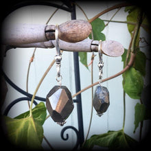 Load image into Gallery viewer, 2 gauge hematite earrings Ear weights Gemstone earrings 0 gauge ear hangers 6mm tunnel dangles 8mm plug earrings 10mm ear weights Gauges