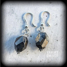 Load image into Gallery viewer, 2 gauge hematite earrings Ear weights Gemstone earrings 0 gauge ear hangers 6mm tunnel dangles 8mm plug earrings 10mm ear weights Gauges