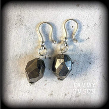 Load image into Gallery viewer, 2 gauge hematite earrings Ear weights Gemstone earrings 0 gauge ear hangers 6mm tunnel dangles 8mm plug earrings 10mm ear weights Gauges