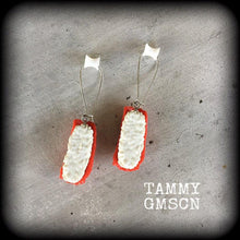 Load image into Gallery viewer, Sushi earrings, Niguiri Maguro, Salmon sashimi, Japanese earrings, Food earrings, Fish earrings for pierced ears or stretched lobes, Gauges