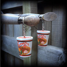 Load image into Gallery viewer, Noodle earrings, Food jewelry, Ramen earrings, Food earrings, Tunnel earrings, Student life, Novelty earrings, Japanese curry, Rice earrings