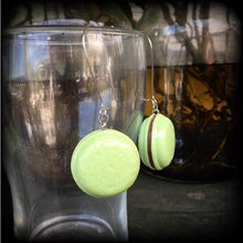 Load image into Gallery viewer, Plug dangles Tunnel dangles 3mm ear hangers Macaron earrings Biscuit Sweet Treats Kitsch earrings for pierced ears and stretched lobes Gauge