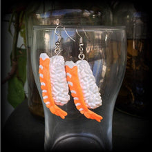 Load image into Gallery viewer, Sushi earrings, Fish earrings, Japanese earrings, Food jewelry, Niguiri Maguro, Sashimi, Yum Cha, Tunnel earrings, Plug earrings, 6g 4g 8g