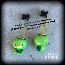 Load image into Gallery viewer, Japanese demon earrings Kappa earrings Turtle earrings Japanese earrings 3mm plug earrings 4mm tunnel earrings 6mm tunnel dangles 8mm gauges