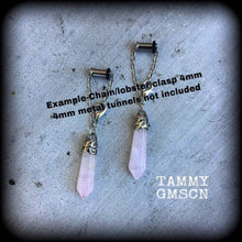 Load image into Gallery viewer, Rose quartz earrings Dangle earrings Gemstone plugs Plug earrings Crystal earrings Tunnel earrings Earrings for pierced ears or stretched