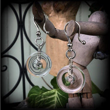 Load image into Gallery viewer, Quartz earrings Crystal earrings Clear quartz Donut earrings Dangle earrings 2 gauge plug earrings 8mm tunnel earrings 6mm gauged earrings