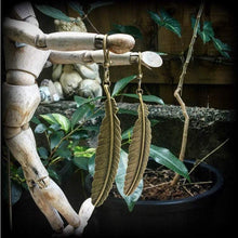 Load image into Gallery viewer, 0 gauge 6mm 8mm  2 gauge Feather ear hangers Bronze weights Tunnel dangles Plug dangles Wing Bird Boho Plug hangers Hanging gauges Gauges