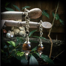 Load image into Gallery viewer, Tigers Eye 00 gauge weights Tigers Eye ear weight Gemstone ear hangers Hanging gauges Gauged earrings Tunnel dangles Plug dangles Gauges