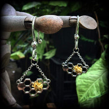 Load image into Gallery viewer, Bee ear hangers, 2 gauge, 0 gauge, 00 gauge ear weights, Gauged earrings for stretched lobes, Tunnel dangles, Plug dangles, Hanging gauges