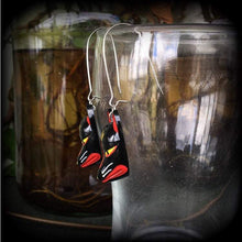 Load image into Gallery viewer, Black fox earrings Kitsune earrings Fox jewelry Yokai Japanese earrings Inari Fox earrings Tunnel earrings Plug dangles 8 gauge 3mm weights