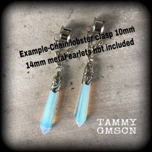 Load image into Gallery viewer, Opalite ear hangers, Gemstone ear weights, Moonstone, Plug dangles, Gauged earrings, Tunnel dangles, Hanging gauges, Plug dangles 00g 0g 2g