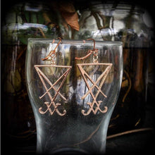 Load image into Gallery viewer, Lucifer earrings, Sigil jewelry, Magick earrings, Wicca, Occult jewelry, Temple of Set, Esoteric, Plug earrings, Tunnel earrings, Gauges 2g