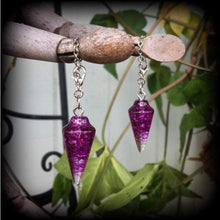 Load image into Gallery viewer, 4mm Crystal ear hangers, 6 gauge Pendulum ear weights, Gemstone Plug dangles, Tunnel dangles, Hanging gauges, Gauged earrings 00g 0g 2g 4g