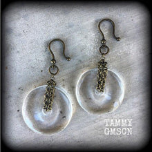 Load image into Gallery viewer, Quartz earrings, Crystal earrings, Clear quartz, Ear weights, Ear hangers, Plug earrings, Tunnel earrings, Quartz jewelry, Gauged earrings