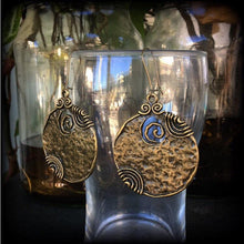 Load image into Gallery viewer, Voodoo earrings, Large bronze earrings, Tribal earrings, Ornate bronze earrings, Ogoun jewelry, Tunnel earrings, Plug earrings, Loa jewelry