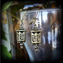 Load image into Gallery viewer, Lantern earrings, Japanese earrings, Bronze Plug earrings, Ornate earrings, Ethnic earrings, Tunnel earrings, Gauge earrings 8g 6g 4g 2g 0g