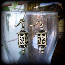Load image into Gallery viewer, Lantern earrings, Japanese earrings, Bronze Plug earrings, Ornate earrings, Ethnic earrings, Tunnel earrings, Gauge earrings 8g 6g 4g 2g 0g