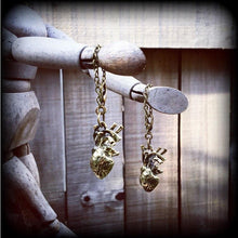 Load image into Gallery viewer, Anatomical heart earrings, Heart jewelry, Zombie earrings, Halloween earrings, Science earrings, ER earrings, Plug earrings, Curiosities
