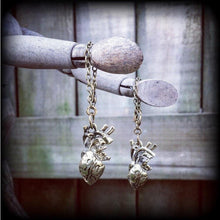 Load image into Gallery viewer, Anatomical heart earrings, Heart jewelry, Zombie earrings, Halloween earrings, Science earrings, ER earrings, Plug earrings, Curiosities