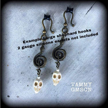 Load image into Gallery viewer, Damballah earrings, Skull earrings, Snake jewelry, Voodoo earrings, Vodou, Loa jewelry, Damballah jewelry, Danballa, Snake earrings, Voodou