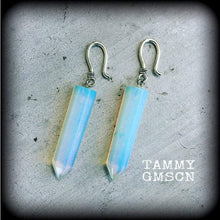 Load image into Gallery viewer, 8 gauge, 6 gauge, 4 gauge, 2 gauge ear weights, Opalite ear hangers, Gemstone weights, Hanging gauges, Earrings for gauged ears, Tunnels 0g