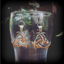 Load image into Gallery viewer, Triple horn earrings Odins horn earrings Norse earrings Asatru earrings Earrings for pierced ears Plug earrings Tunnel earrings Thor Runes