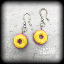 Load image into Gallery viewer, Free shipping Junk food earrings Donut earrings Kitsch earrings Candy earrings Cake earrings Plug earrings Tunnel earrings Tunnel dangles