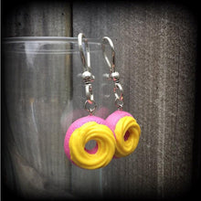 Load image into Gallery viewer, Free shipping Junk food earrings Donut earrings Kitsch earrings Candy earrings Cake earrings Plug earrings Tunnel earrings Tunnel dangles