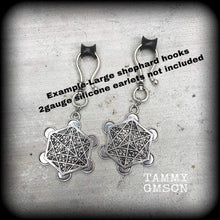 Load image into Gallery viewer, Metatrons cube earrings, Sacred Geometry, Geometric earrings, Hexagon earrings, Chakra jewelry, Platonic solids, Large earrings, Heavy 0g