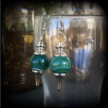 Load image into Gallery viewer, Gemstone earrings Green agate earrings Crystal earrings Chakra earrings Plug earrings Dangle earrings 8 gauge tunnel earrings Tunnel dangles