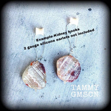 Load image into Gallery viewer, Lace agate earrings Gemstone earrings Agate ear hangers Tunnel earrings Tunnel dangles Crystal earrings Pierced Ears Plug earrings Gauges