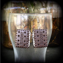 Load image into Gallery viewer, Biscuit earrings Candy earrings Kawaii jewelry Junk food jewelry Cosplay earrings Pierced ears Tunnel dangles Plug earrings Ear hangers 2g