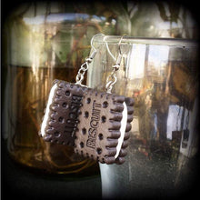 Load image into Gallery viewer, Biscuit earrings Candy earrings Kawaii jewelry Junk food jewelry Cosplay earrings Pierced ears Tunnel dangles Plug earrings Ear hangers 2g