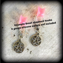 Load image into Gallery viewer, Pentagram earrings Witchy earrings Boho Wicca Witchy Pentacle Tunnel earrings Evil Plug earrings Ear hangers Gauged earrings 0g 00g 2g 4g 6g